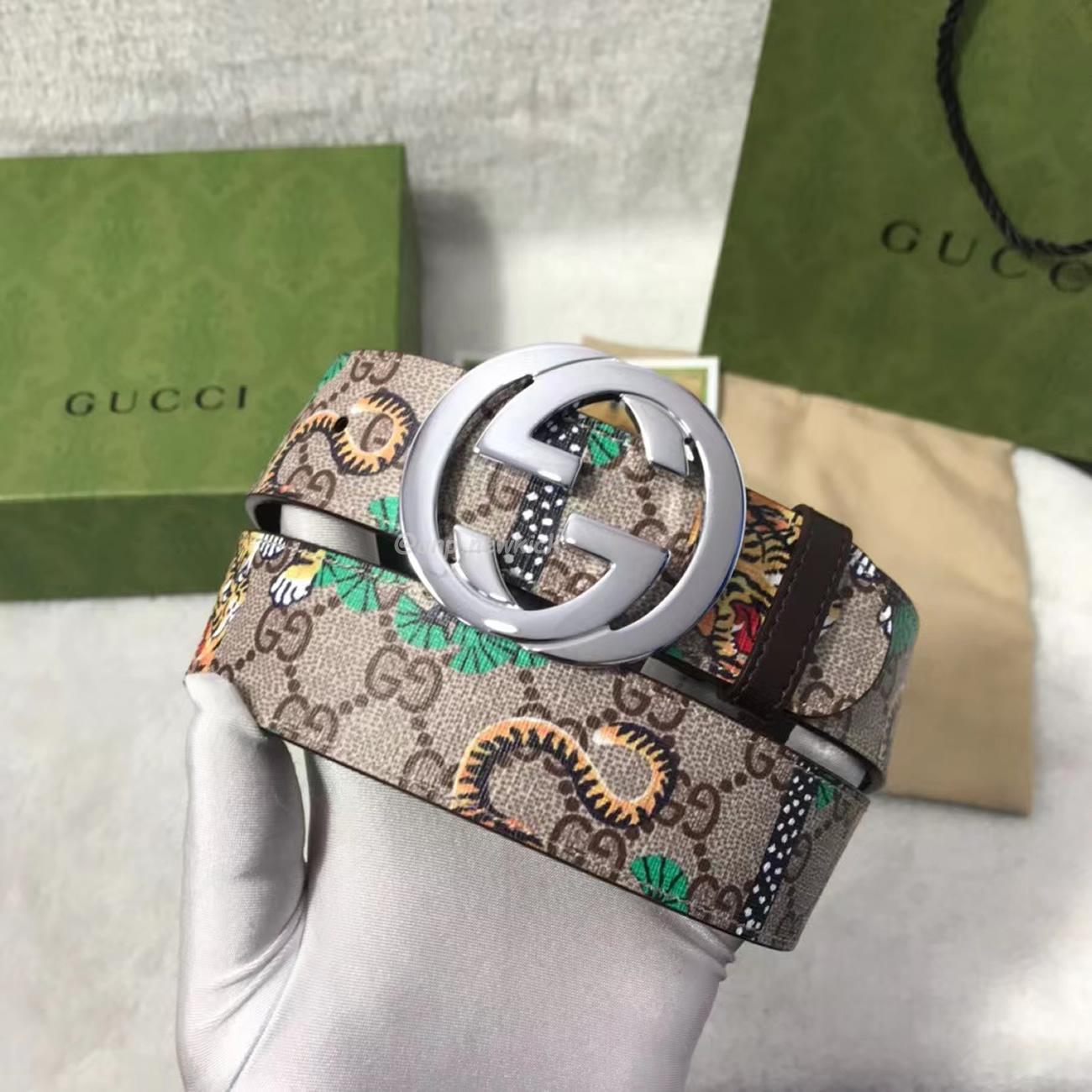 Gucci Interlocking G Belt Supreme Gg Bengal Beige Brown Multicolor (8) - newkick.app